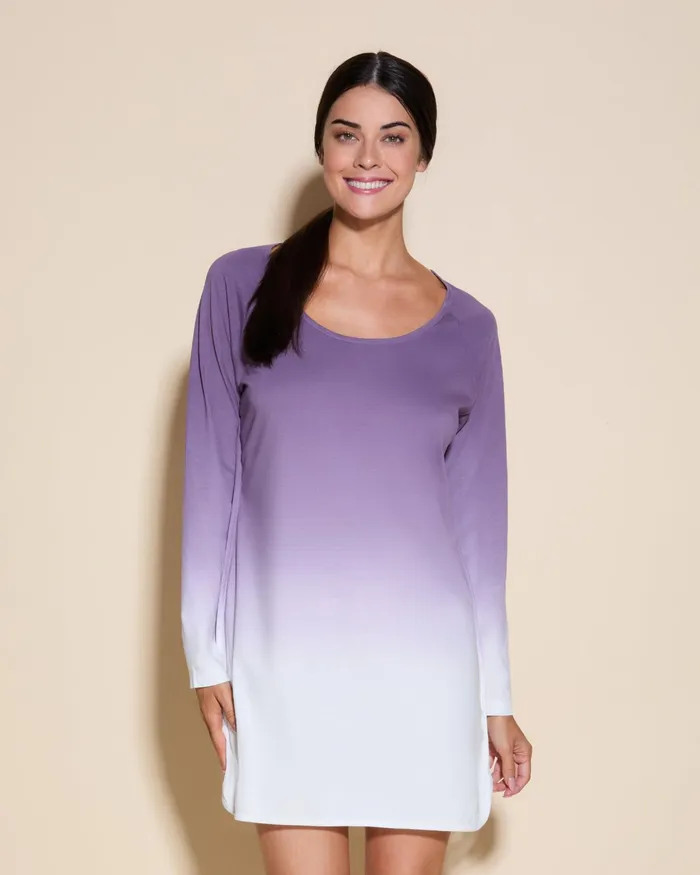 Sleep Shirts Women Cosabella Florida Lounge Printed Long Sleeve Night Sleepshirt Himalayan Ombre