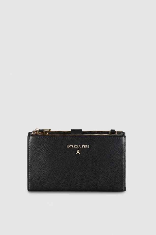 Small Leather Goods Women Patrizia Pepe Leather Wallet With Double Zipper Nero Small Leather Goods Women Patrizia Pepe Leather Wallet With Double Zipper Nero
