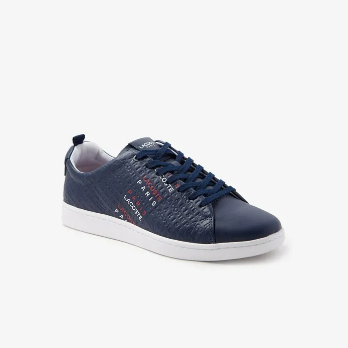 Sneakers Lacoste Mens Carnaby Evo Tricolore Leather Sneakers NavyWhiteRed On Sale