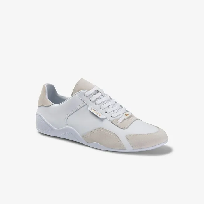 Sneakers Lacoste Mens Hapona Leather and Suede Sneakers WhiteWhite Store