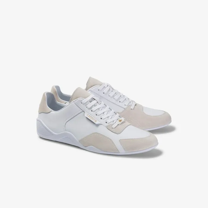 Sneakers Lacoste Mens Hapona Leather and Suede Sneakers WhiteWhite Store