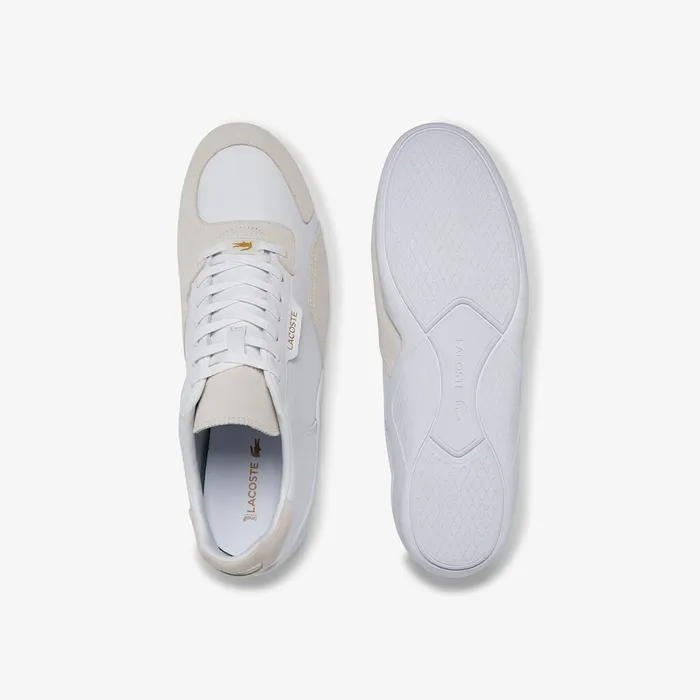 Sneakers Lacoste Mens Hapona Leather and Suede Sneakers WhiteWhite Store