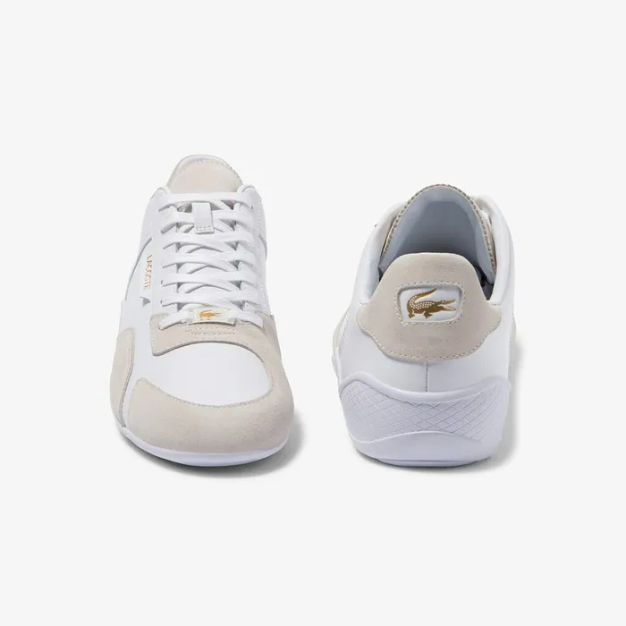 Sneakers Lacoste Mens Hapona Leather and Suede Sneakers WhiteWhite Store
