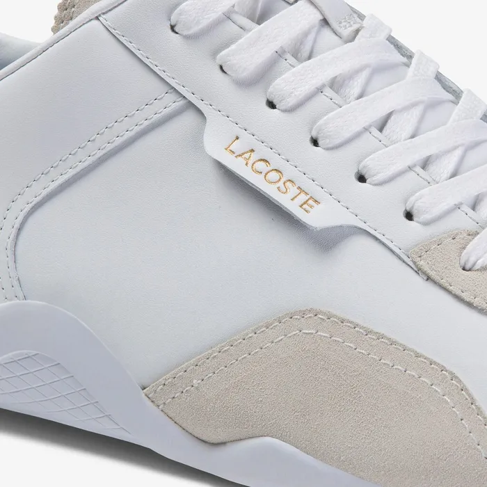 Sneakers Lacoste Mens Hapona Leather and Suede Sneakers WhiteWhite Store