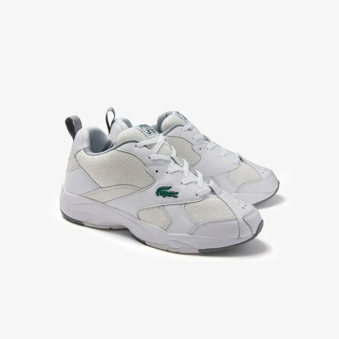 Sneakers Lacoste Mens Storm 96 Leather and Textile Sneakers WhtOff Wht Gift for Friend
