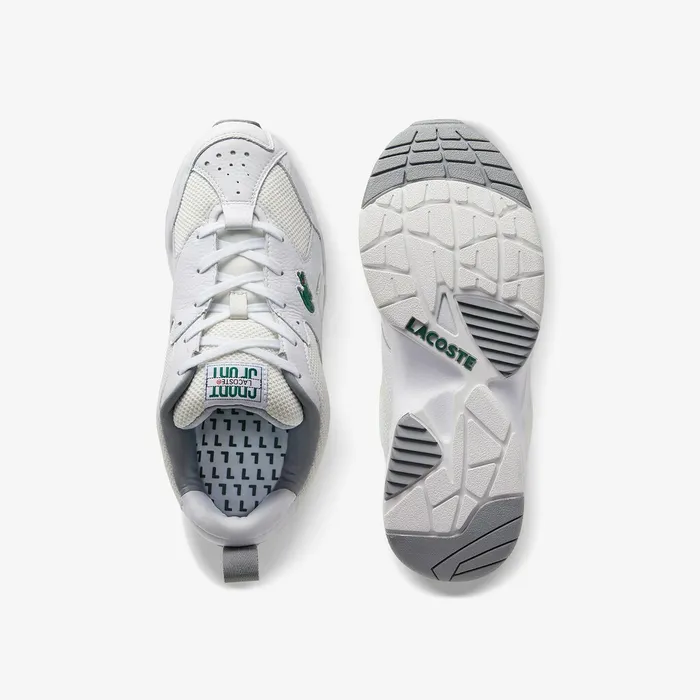 Sneakers Lacoste Mens Storm 96 Leather and Textile Sneakers WhtOff Wht Gift for Friend
