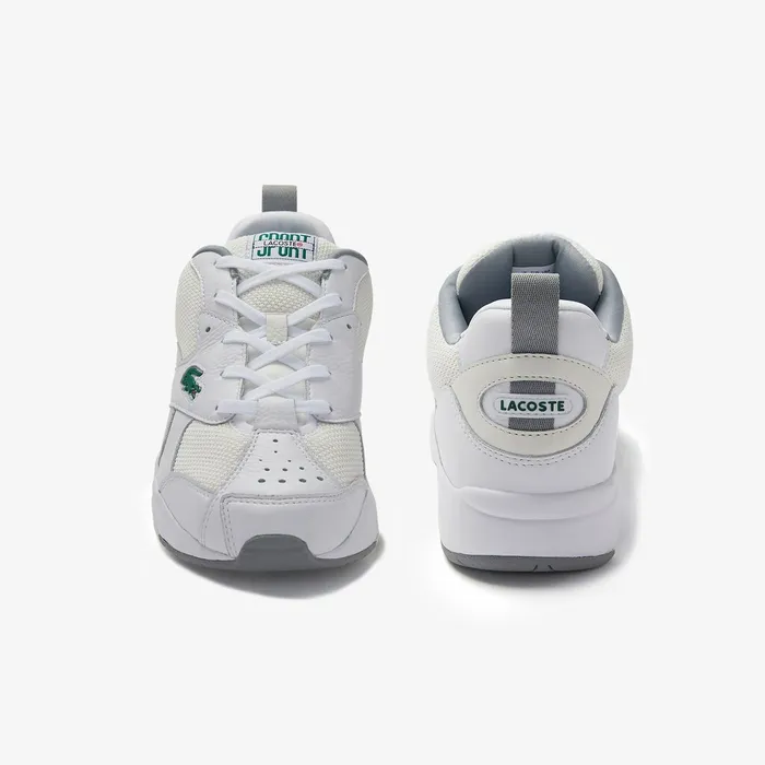 Sneakers Lacoste Mens Storm 96 Leather and Textile Sneakers WhtOff Wht Gift for Friend
