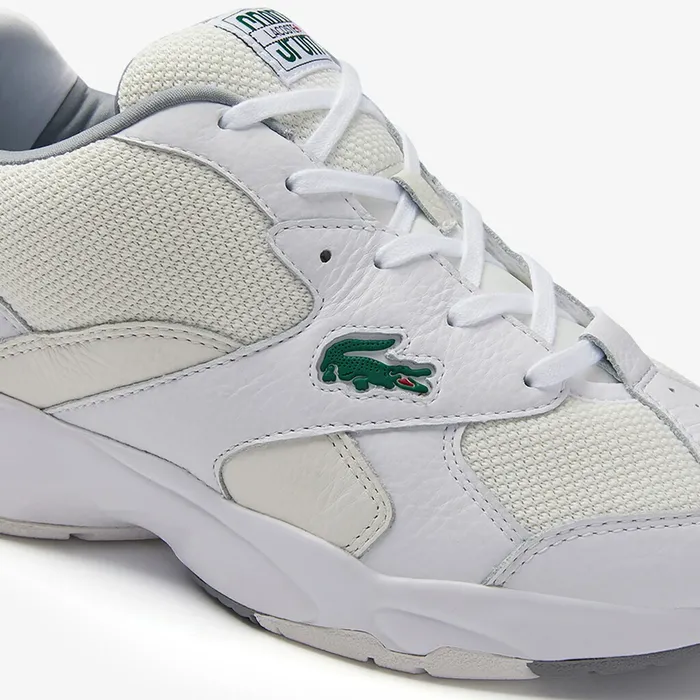 Sneakers Lacoste Mens Storm 96 Leather and Textile Sneakers WhtOff Wht Gift for Friend