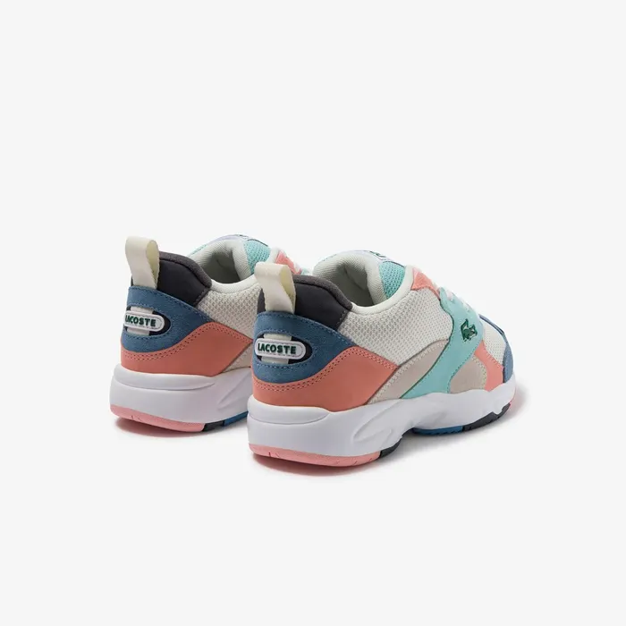 Sneakers Lacoste Womens Storm 96 Textile and Suede Sneakers Off WhtBlu Gift Ideas