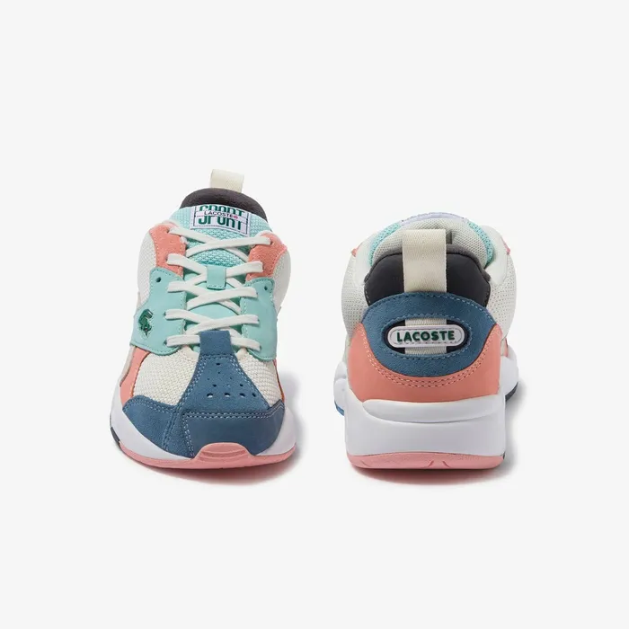Sneakers Lacoste Womens Storm 96 Textile and Suede Sneakers Off WhtBlu Gift Ideas