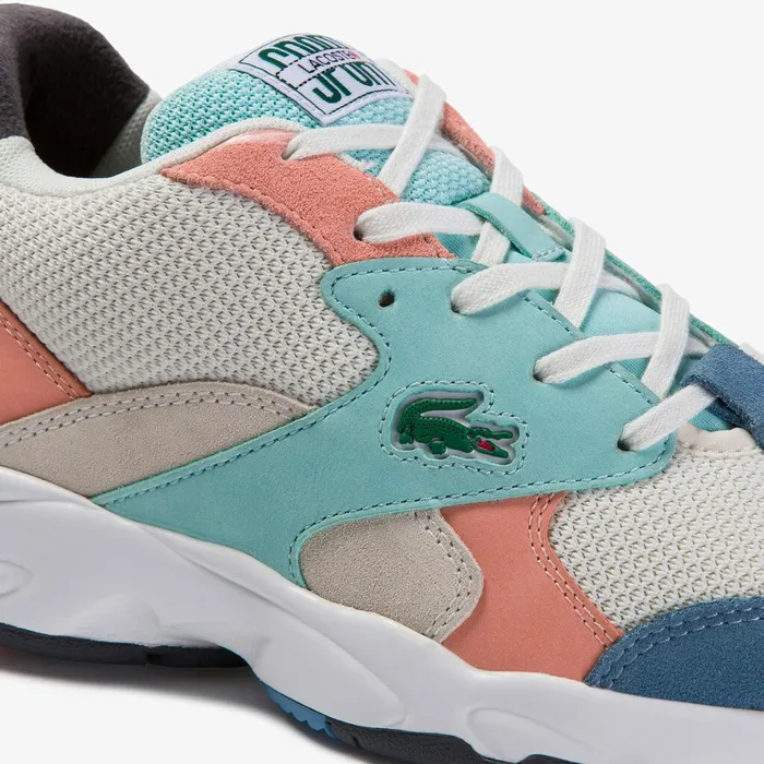 Sneakers Lacoste Womens Storm 96 Textile and Suede Sneakers Off WhtBlu Gift Ideas