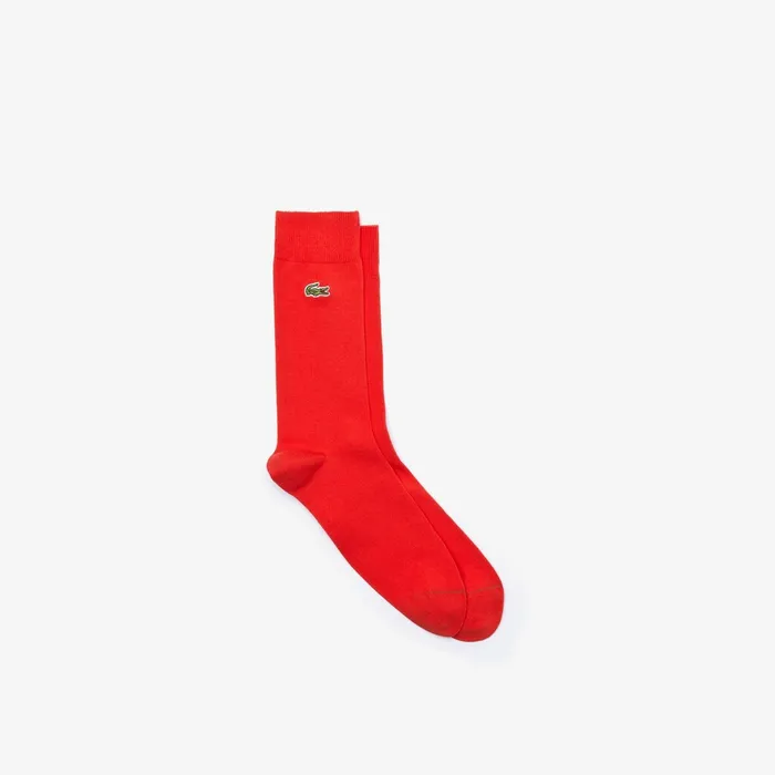 Socks Lacoste Mens Embroidered Crocodile Cotton Blend Socks Red For Sale Online