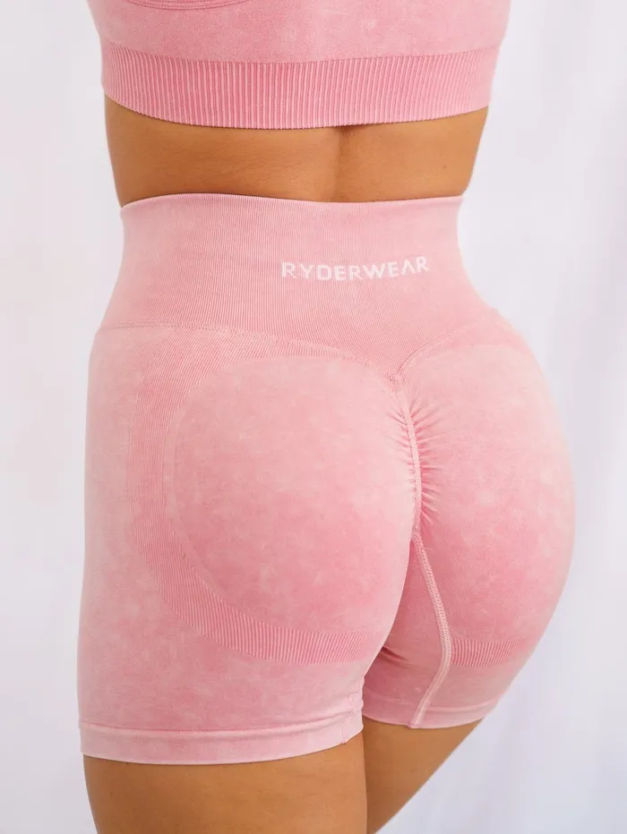 Stonewash Scrunch Seamless Shorts 8211 Coral Stonewash Women Ryderwear Gym Shorts