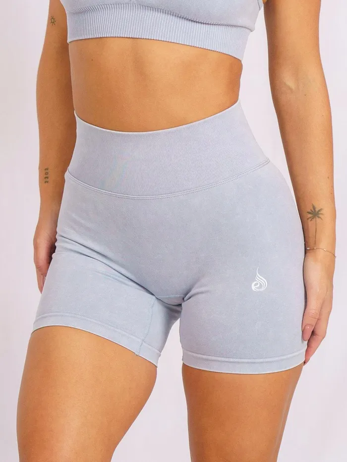 Stonewash Scrunch Seamless Shorts 8211 Dusty Blue Stonewash Women Ryderwear Gym Shorts