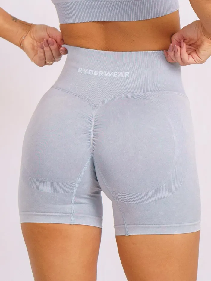 Stonewash Scrunch Seamless Shorts 8211 Dusty Blue Stonewash Women Ryderwear Gym Shorts