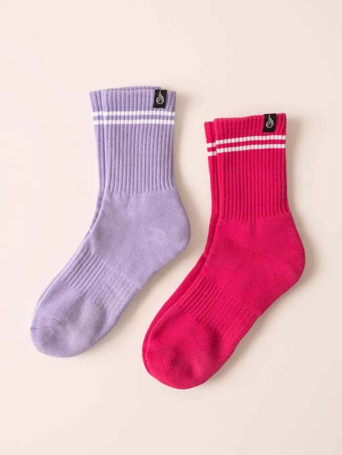 Stripe Crew Socks 8211 Hot PinkLavender Women Ryderwear Socks