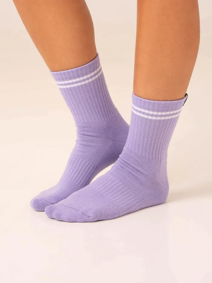 Stripe Crew Socks 8211 Hot PinkLavender Women Ryderwear Socks