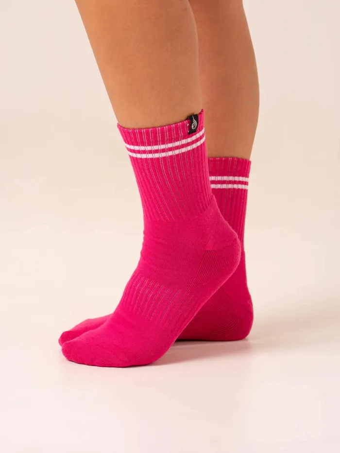 Stripe Crew Socks 8211 Hot PinkLavender Women Ryderwear Socks