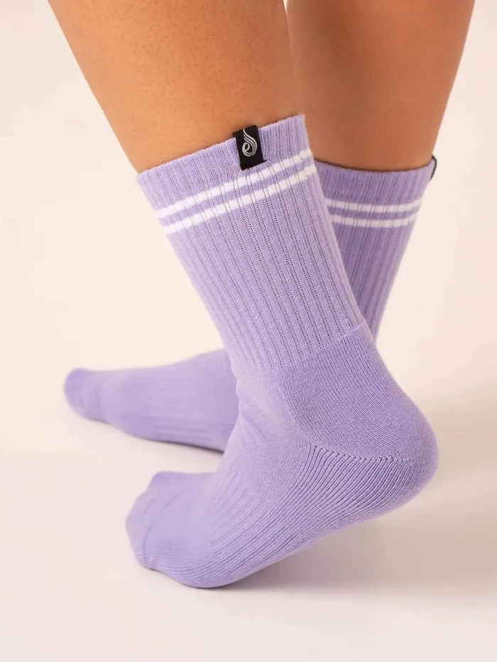 Stripe Crew Socks 8211 Hot PinkLavender Women Ryderwear Socks