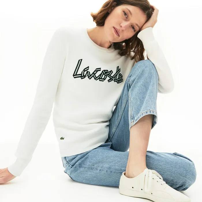 Sweaters and Sweatshirts Lacoste Womens Cotton Crew Neck Sweater White Online Store Sweaters and Sweatshirts Lacoste Womens Cotton Crew Neck Sweater White Online Store