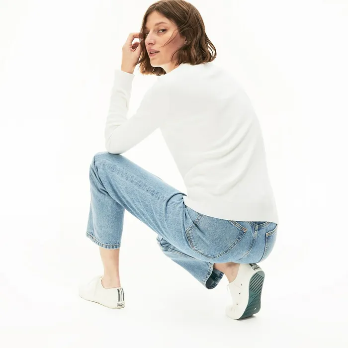 Sweaters and Sweatshirts Lacoste Womens Cotton Crew Neck Sweater White Online Store