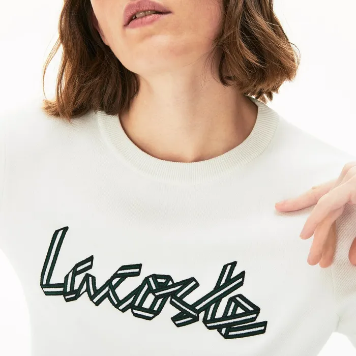 Sweaters and Sweatshirts Lacoste Womens Cotton Crew Neck Sweater White Online Store