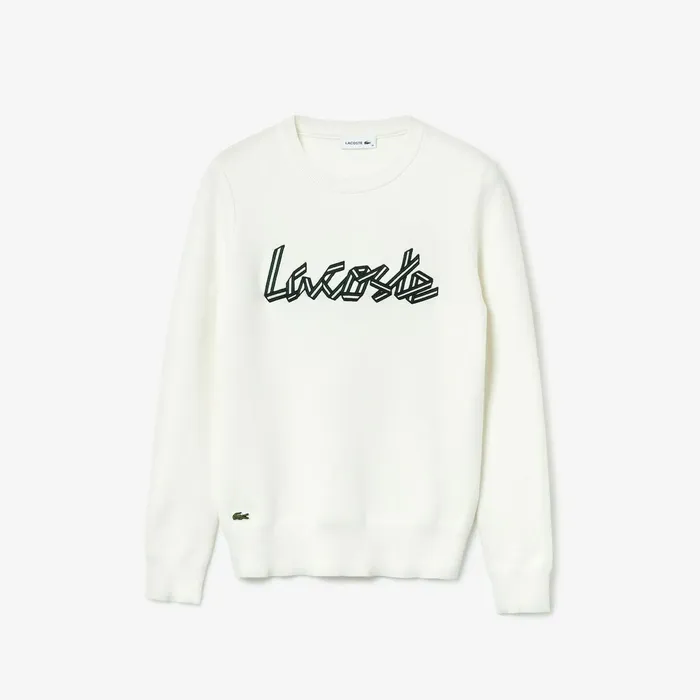 Sweaters and Sweatshirts Lacoste Womens Cotton Crew Neck Sweater White Online Store