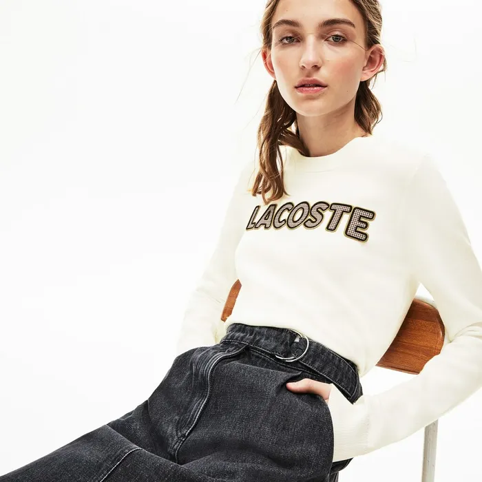 Sweaters and Sweatshirts Lacoste Womens Crewneck CheckerdLogo Cotton Sweater White Gift for Friend Sweaters and Sweatshirts Lacoste Womens Crewneck CheckerdLogo Cotton Sweater White Gift for Friend