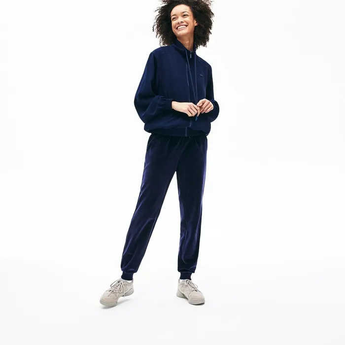 Sweaters and Sweatshirts Lacoste Womens Motion Oversized Twill Zippered Jacket Navy Blue Shop