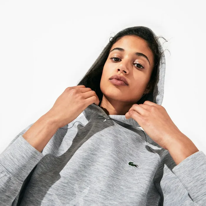 Sweaters and Sweatshirts Lacoste Womens SPORT Printed Fleece Tennis Sweatshirt Grey Chine Gift Ideas