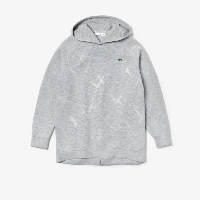 Sweaters and Sweatshirts Lacoste Womens SPORT Printed Fleece Tennis Sweatshirt Grey Chine Gift Ideas