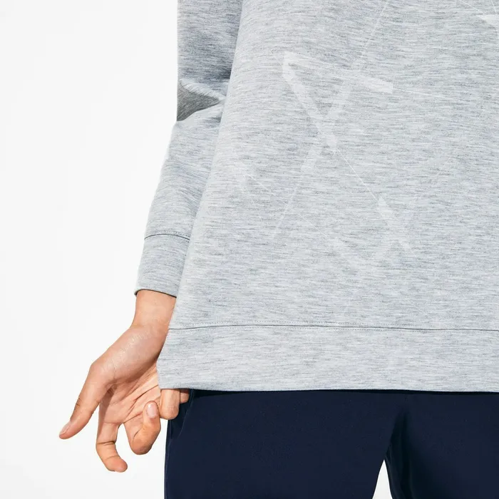 Sweaters and Sweatshirts Lacoste Womens SPORT Printed Fleece Tennis Sweatshirt Grey Chine Gift Ideas