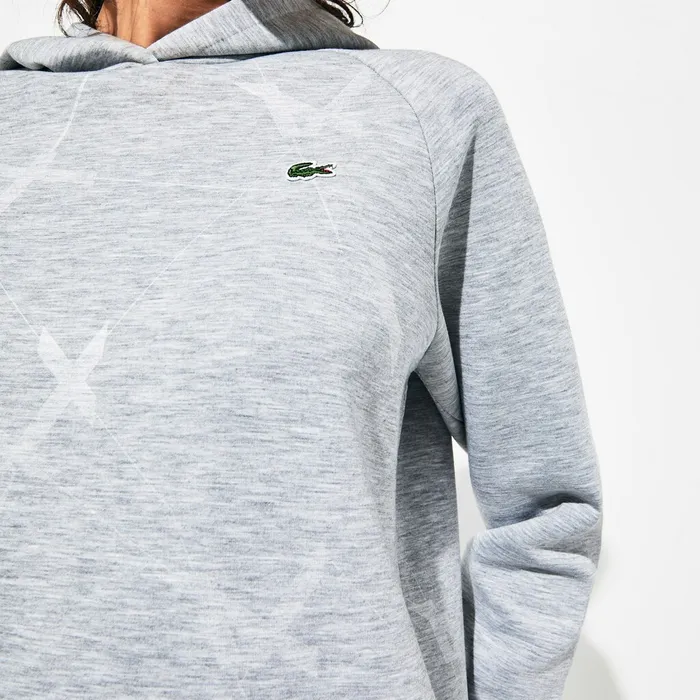 Sweaters and Sweatshirts Lacoste Womens SPORT Printed Fleece Tennis Sweatshirt Grey Chine Gift Ideas