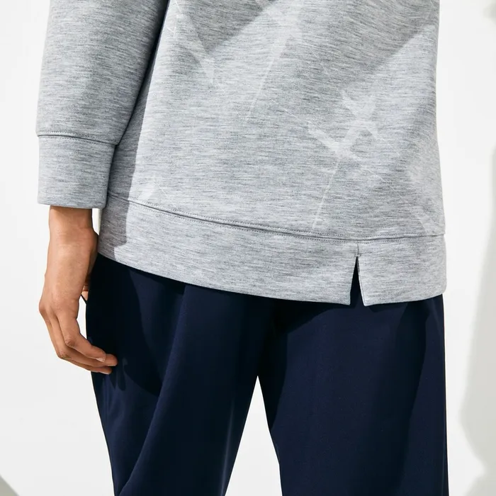 Sweaters and Sweatshirts Lacoste Womens SPORT Printed Fleece Tennis Sweatshirt Grey Chine Gift Ideas