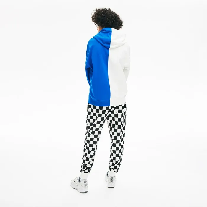 Sweaters and Sweatshirts Lacoste Womens Unisex LIVE BiColor Print Fleece Sweatshirt WhiteBlue Casaul