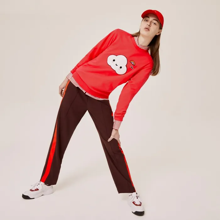 Sweaters and Sweatshirts Lacoste Womens Unisex x FriendsWithYou Print Sweatshirt Red Casaul