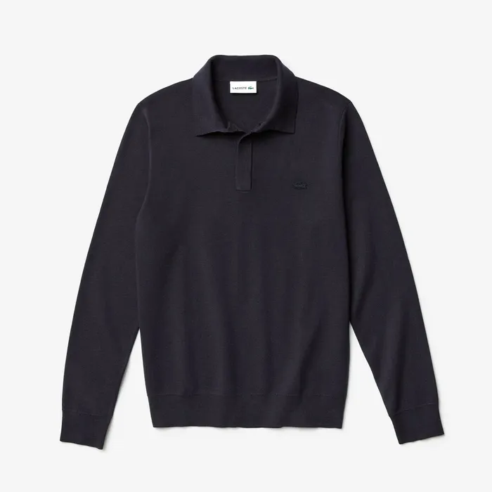 Sweaters Lacoste Mens Cotton And Silk Blend Sweater Navy Blue Gift for Friend