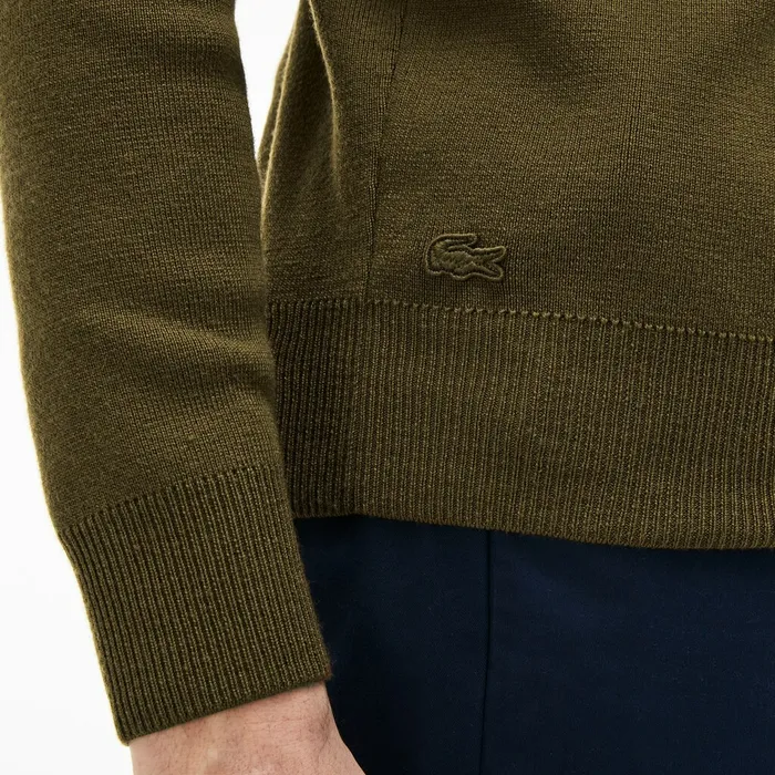 Sweaters Lacoste Mens Crew Neck Technical Knit Sweater Beige On Sale