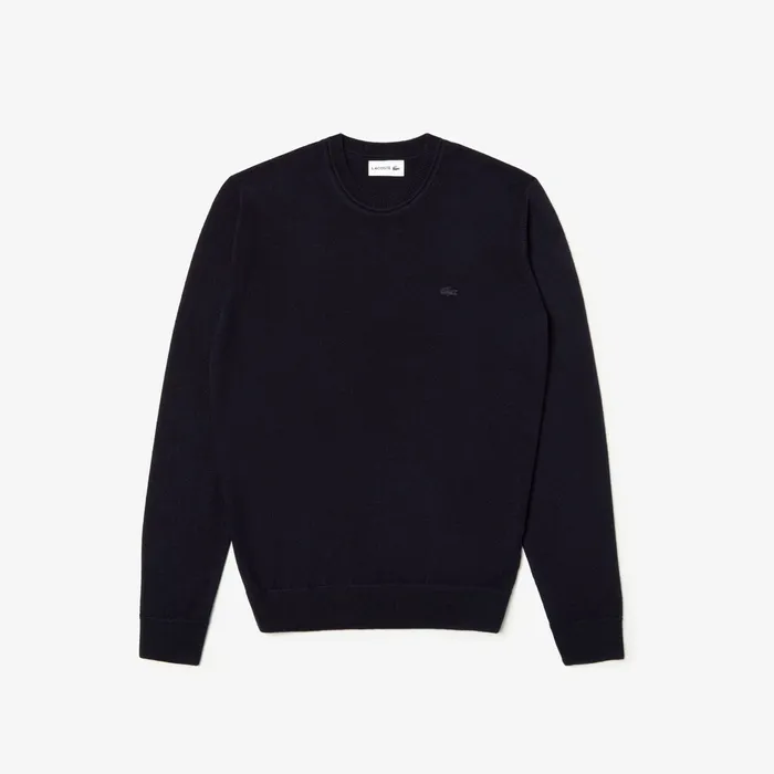 Sweaters Lacoste Mens High Neck Wool Jersey Sweater Navy Blue Gift for Friend