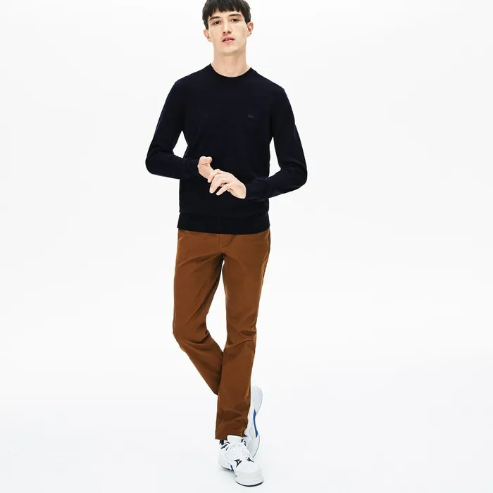Sweaters Lacoste Mens High Neck Wool Jersey Sweater Navy Blue Gift for Friend