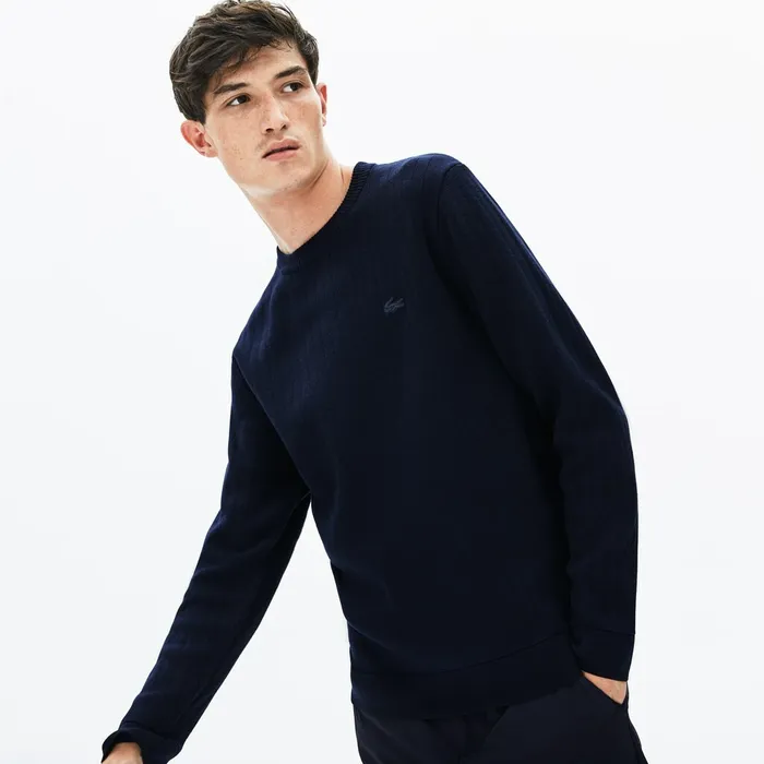 Sweaters Lacoste Mens Motion Thermoregulating Crewneck Sweater Navy BlueBlackYellow Online Store Sweaters Lacoste Mens Motion Thermoregulating Crewneck Sweater Navy BlueBlackYellow Online Store