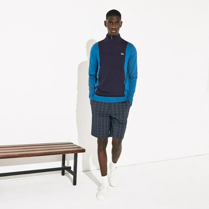 Sweaters Lacoste Mens SPORT Breathable Knit Zip Collar Golf Sweater Navy BlueBlueNavy Blue Near Me