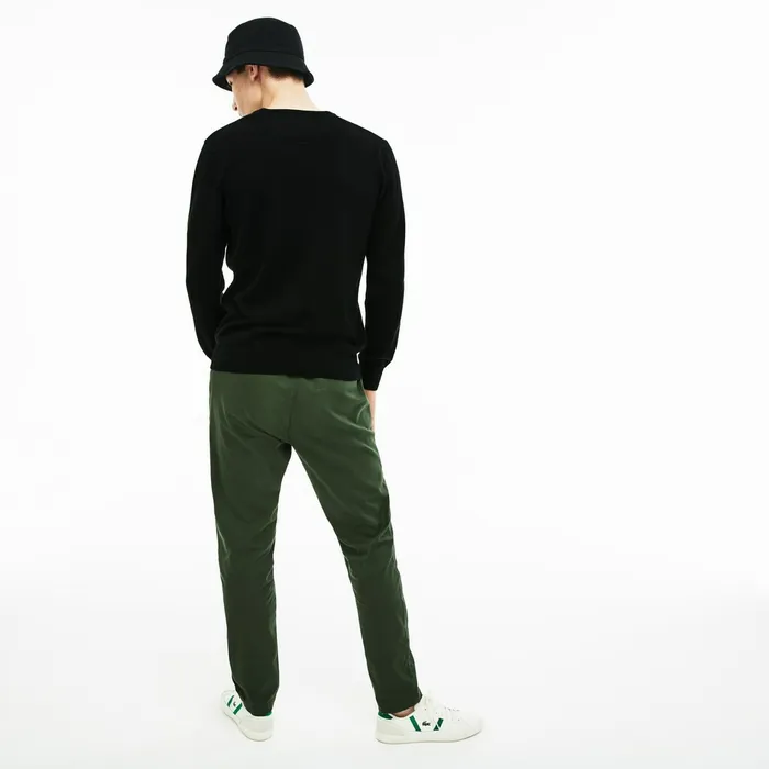 Sweaters Lacoste Mens Vneck Caviar Piqu Accent Cotton Jersey Sweater BlackWhiteBlack Shop Online