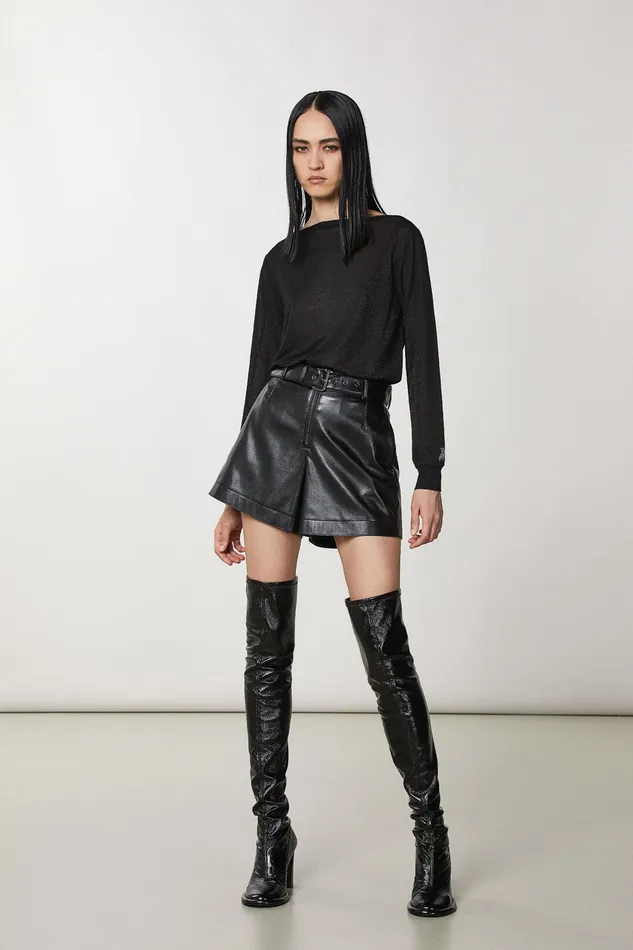 Sweaters Women Patrizia Pepe LongSleeved Lurex Sweater Nero Lurex