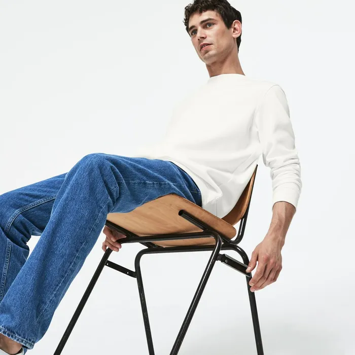 Sweatshirts Lacoste Mens Crew Neck Felt Crocodile Fleece Sweatshirt White On Sale Sweatshirts Lacoste Mens Crew Neck Felt Crocodile Fleece Sweatshirt White On Sale