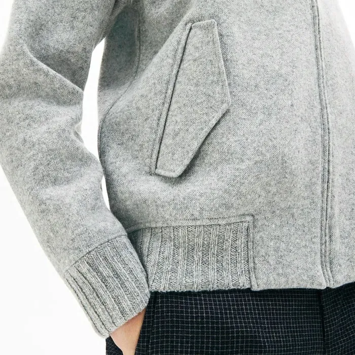 Sweatshirts Lacoste Mens Hybrid TwoPly Wool Blend Zip Sweatshirt Grey Chine USA