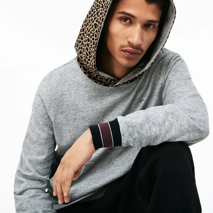 Sweatshirts Lacoste Mens LIVE Leopard Print Hood Fleece Sweatshirt Grey ChineWhite For Sale Sweatshirts Lacoste Mens LIVE Leopard Print Hood Fleece Sweatshirt Grey ChineWhite For Sale