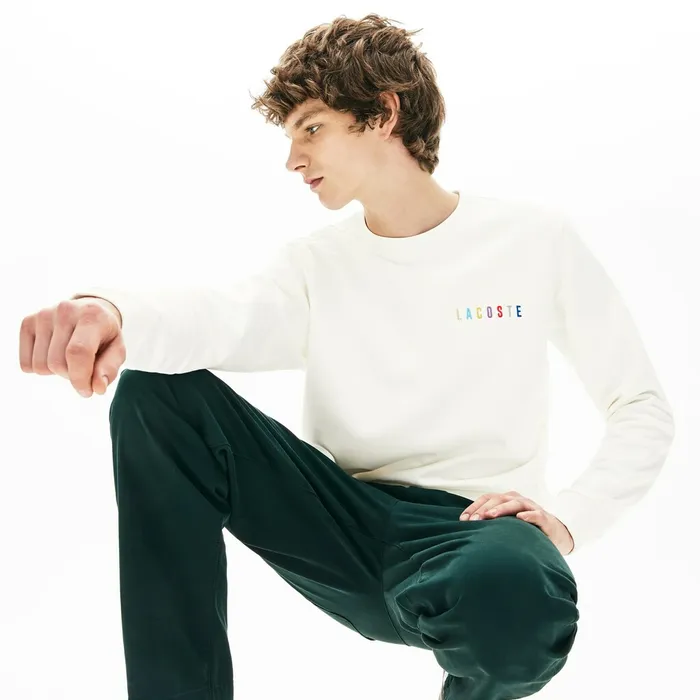 Sweatshirts Lacoste Mens Multicolor Logo Fleece Sweatshirt White For Sale Online Sweatshirts Lacoste Mens Multicolor Logo Fleece Sweatshirt White For Sale Online