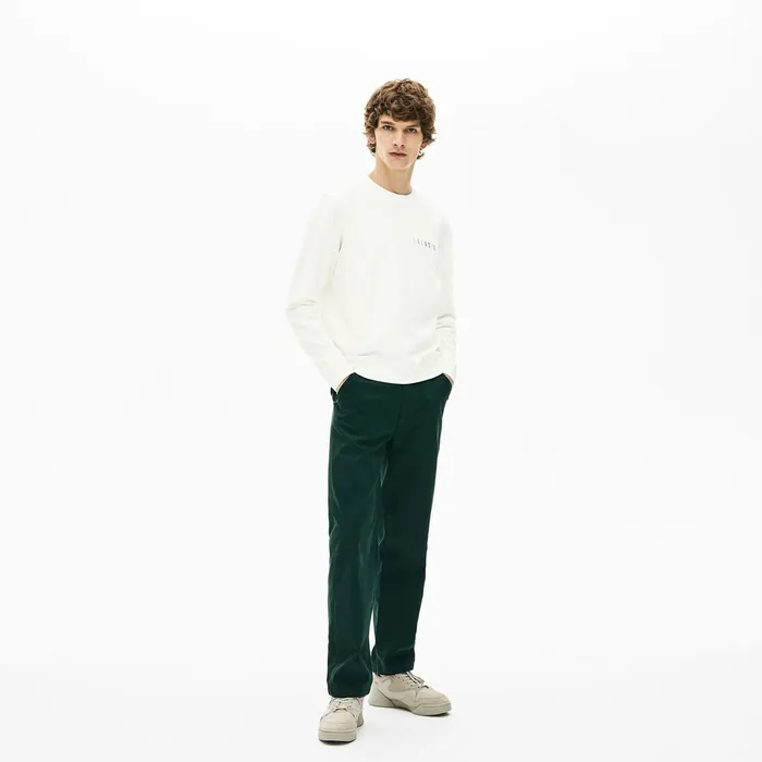 Sweatshirts Lacoste Mens Multicolor Logo Fleece Sweatshirt White For Sale Online