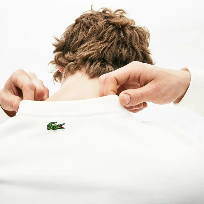 Sweatshirts Lacoste Mens Multicolor Logo Fleece Sweatshirt White For Sale Online
